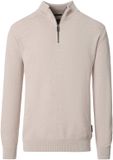 Casa Moda Heren Trui met Halve Rits - Gebroken Wit - Katoen - Maat XL