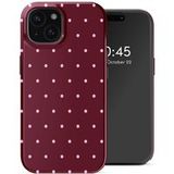 Selencia Happy Dots Burgundy Backcover voor de Apple iPhone 15