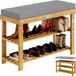 Casaria Schoenenrek Acaciahout - 5cm Afneembaar Kussen - 90x30x48cm