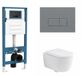 QeramiQ Dely Swirl Toiletset - inbouwreservoir Qeramiq Flush - 35mm zitting - kunststof licht grijze bedieningsplaat - rechthoekige knoppen - mat wit