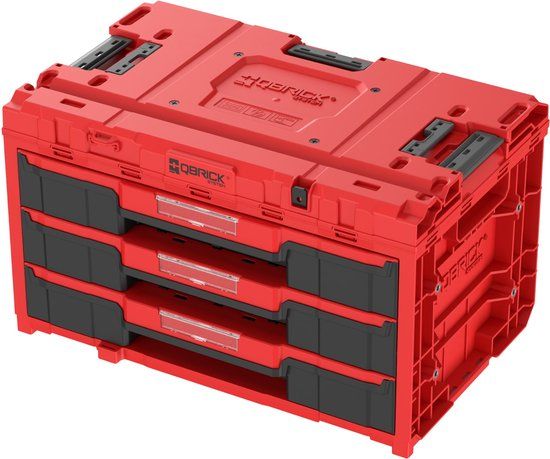 Qbrick System ONE Drawer 3 Gereedschapskist 2.0 Rood Ultra HD Gereedschapskist 587 x 380 x 340 mm 27 l met drie laden