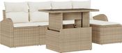 vidaXL Tuinbank Set 6-delig Beige Polywood