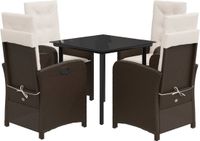 vidaXL 5-delige Tuinset met kussens poly rattan bruin