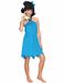 Fyasa Haza-Witbaard Verkleed jurk Betty - blauw - met haarstrik - voor dames - prehistorisch cartoon thema S/M
