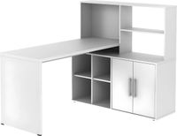 Vente-unique Hoekbureau LEON met opbergruimte en kast - Wit