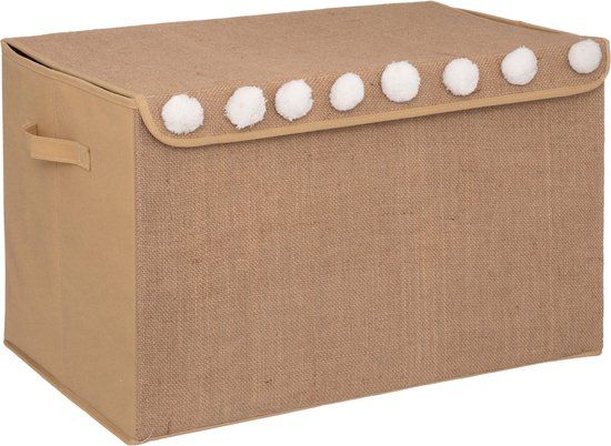 Atmosphera Kids Opbergdoos Jute Pompom - 36 x 57 cm - Bruin