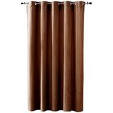 Duffi Verduisteringsgordijn met metalen ogen, voor woonkamer, eetkamer, woonkamer, slaapkamer, geconfectioneerd, donker effect, 1 stuk, lang, bruin, 200 x 260 cm