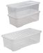 Merkloos Set van 3 Opbergdozen met Deksel, 62L Transparant