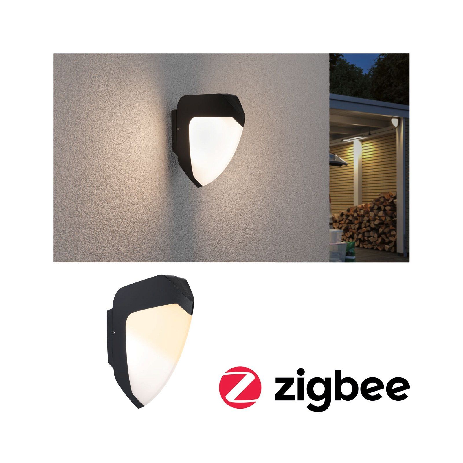 Paulmann Ikosea LED Buitenlamp - Antraciet - Met Schemer- en Bewegingssensor - 3000K