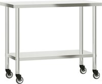 vidaXL Keukenwerktafel met wielen 110x55x85 cm roestvrij staal