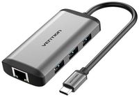 Vention USB C Hub, Docking Station 4 in 1 - USB 3.0, RJ45 Ethernetpoort, HDMI & PD Oplaad poort - 4K Ultra HD - Macbook en Windows
