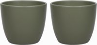 Floran 3x stuks bloempot mat dennen groen keramiek H15 x D17.5 cm - plantenpotten binnen