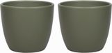 Floran 3x stuks bloempot mat dennen groen keramiek H15 x D17.5 cm - plantenpotten binnen