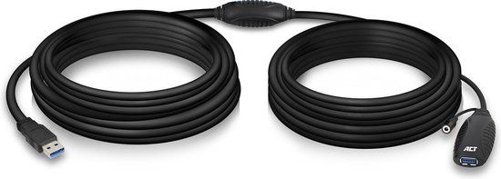 ACT AC6110 USB 3.0 Booster Kabel - 10 meter - Zwart