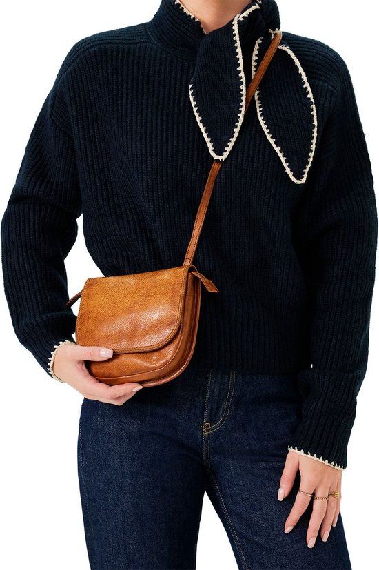 Manfield Cognac Leren Schoudertas