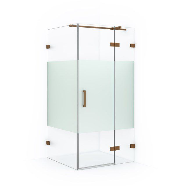 Maxaro Douchecabine Diamond 90x90cm 8mm Helder Veiligheidsglas met Matte Strook Koper