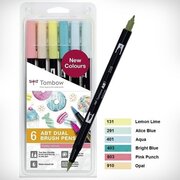 Tombow dual Brush Tombow ABT Dual - Brush tekenpennen - Candy kleuren - Set van 6 Tombow duo penseelstift