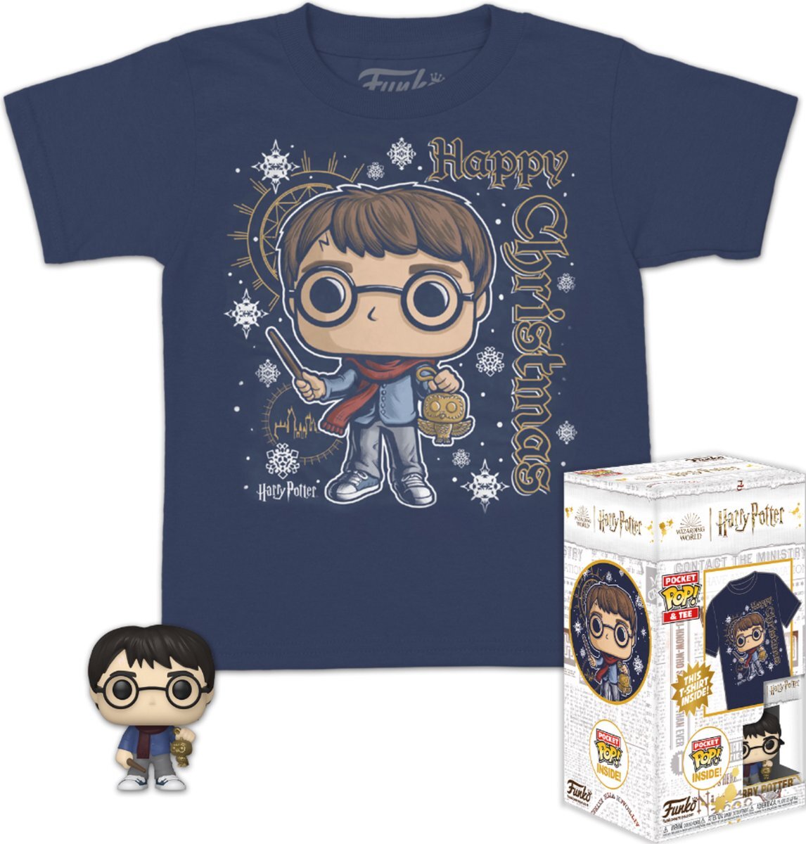 Funko Pop! Holliday Tee Box Harry Potter maat S ''Happy Christmas'' + Harry Potter Keychain sleutelhanger