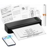 Draagbare Thermische Printer A4 met Draadloze Bluetooth, Compatibel met Smartphones en Computers, Geschikt voor Kantoorgebruik, Thuisgebruik, Reizen en in de Auto - Zwart