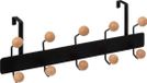 5Five Deur ophang kapstok - met 10 ophanghaken/knoppen - zwart/beige - B44 x H17 cm - metaal/hout