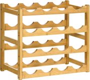 Homcom Wijnrek - 4 Planken - Bamboe - Hout - 16 Flessen
