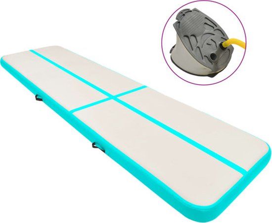 vidaXL Gymnastiekmat met pomp opblaasbaar 800x100x15 cm PVC groen