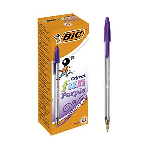 BIC Cristal Fun Balpennen Brede Punt (1,6 mm) - Paars - 20 Stuks
