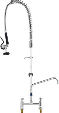 Vevor Robinet de cuisine professionnel avec douchette extractible, hauteur 112 cm, centre 203 mm, bec pivotant 305 mm, robinet d'évier en laiton pour évier à 1/2/3 bacs