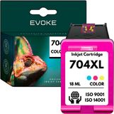 Evoke Compatible Ink for HP 704XL HP704 CN693AE Tri-color CMY Cyan Magenta Yellow 18ml 300 Pages for Deskjet 1010 1510 1515 2000 2010 2020 2060 K110 2500 2510 2515 2545 3000 3050 3050A 3054A 3055A