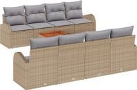 vidaXL Tuinbank Set 9-delig Beige en Lichtgrijs Polyrattan