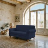 Italian Bed Linen Elastische bankovertrek, modieus, donkerblauw, 2-zits