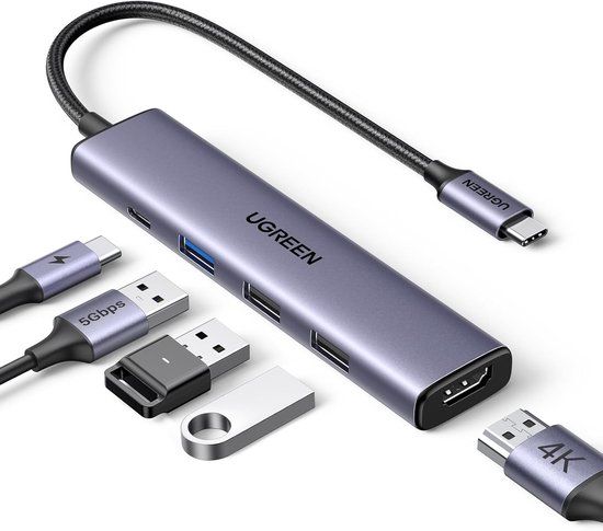 Ugreen Revodok USB C Hub PD100W, 4K HDMI, 3x USB A, USB C Dock