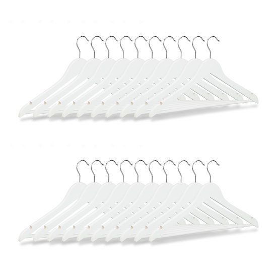 Kledinghangers hout wit – 20 stuks