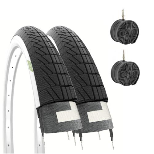 2 banden 16 x 1,75 (47-305) + luchtkamers, wit, zwart, voor stadsfiets, kinderfiets