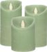 Anna's Collection Set van 3x Jade Groen LED stompkaarsen met bewegende vlam