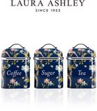 Laura Ashley Kitchen Storage Boxes Set of 3 – Stainless Steel – For Tea, Coffee & Sugar – Removable Lids – Elveden Navy