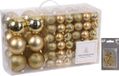 Merkloos / Sans marque Koopman International 94-Delige Kerstboomversiering Kunststof Kerstballen Set Goud Incl. 100x Ophanghaakjes