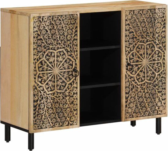 vidaXL Bijzetkast - Massief Mangohout - Bruin - 90x33x75 cm