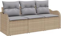 vidaXL Tuinbank Set Beige Polyrattan