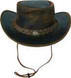 Urban 5884 Cowboyhoed van echt leer, westernhoed voor heren en dames van echt rundleer, vormbare rand en verstelbare kinriem, Lichtbruin., XXL