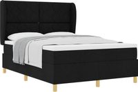 vidaXL Boxspring Bed met Hoofdeinde Zwart Stof 140 x 190 cm