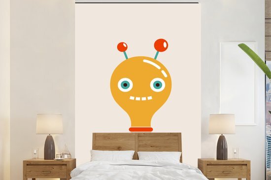 Nr1Wallpaper Behang kinderkamer - Fotobehang Robot - Gloeilamp - Gezicht - Antenne - Breedte 155 cm x hoogte 240 cm - Kinderbehang