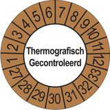 Merkloos / Sans marque Ricard Keuringsstickers Thermografisch Gecontroleerd 2027 | 50 stuks, Ø 35 mm | Buiten Bruin