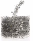 Merkloos / Sans marque Decoris Kerstslinger - met sterren - zilver - glanzende lametta - 700 cm