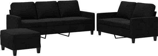vidaXL 3-delige Loungeset met kussens fluweel zwart