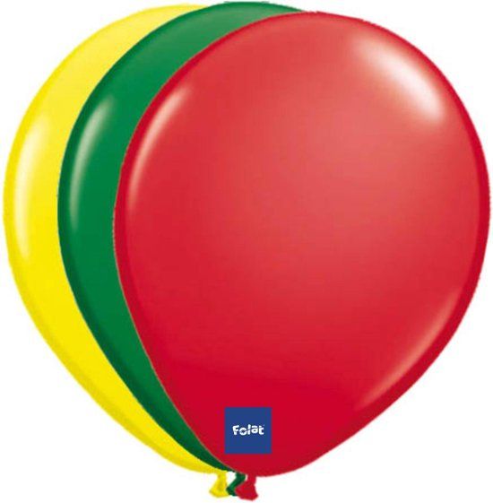 Folat Folatex ballonnen rood-groen-geel - 25 stuks