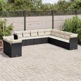 Maison Exclusive - Ensemble de jardin, composé de 11 pièces, avec coussins, noir, en polyrotin