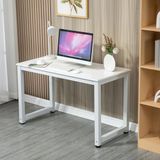 OKWISH Bureau – Computerbureau Met Groot Werkblad – 120 x 60 x 74 cm – Veelzijdig Voor Thuis En Kantoor – MDF En Metaal Wit