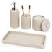 Badkamer Accessoires Set 4-delige Lotion Zeepdispenser, Tandenborstelhouder, Qtip Houder Dispenser, Vanity Tray voor Decor Badkamer Aanrecht, Vanity Organizer-Beige