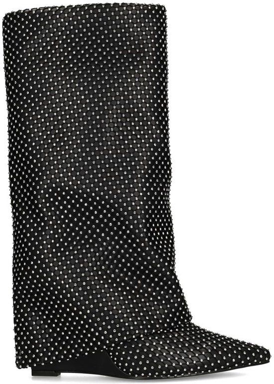 Sacha Dames Zwarte strass laarzen met flap Maat 39